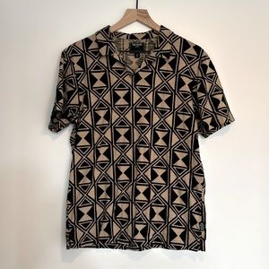 Todd Snyder | Men’s Printed Knit Polo | Black/Tan | Small